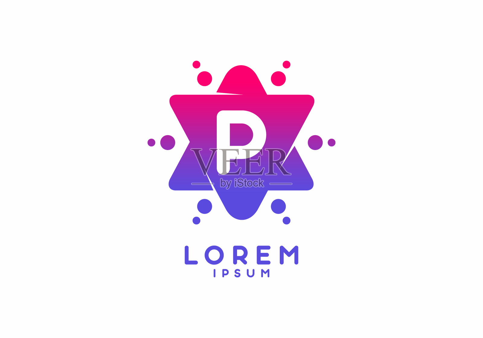 粉红蓝色渐变颜色p首字母在插画图片素材