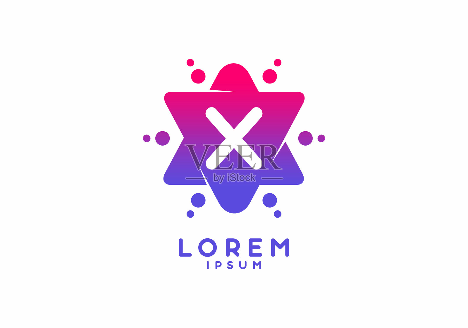 粉红蓝色渐变颜色x首字母在插画图片素材