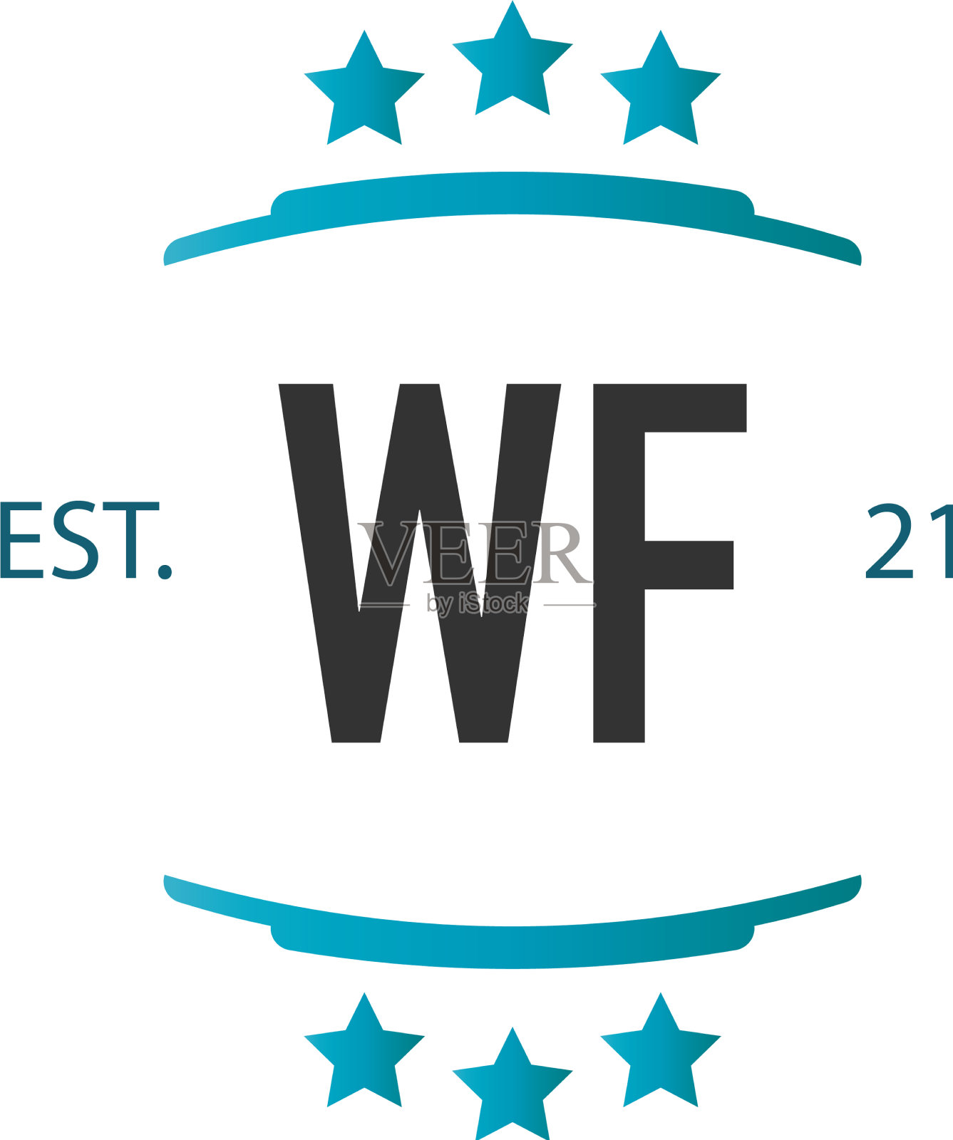 首字母wf星创意logo设计插画图片素材