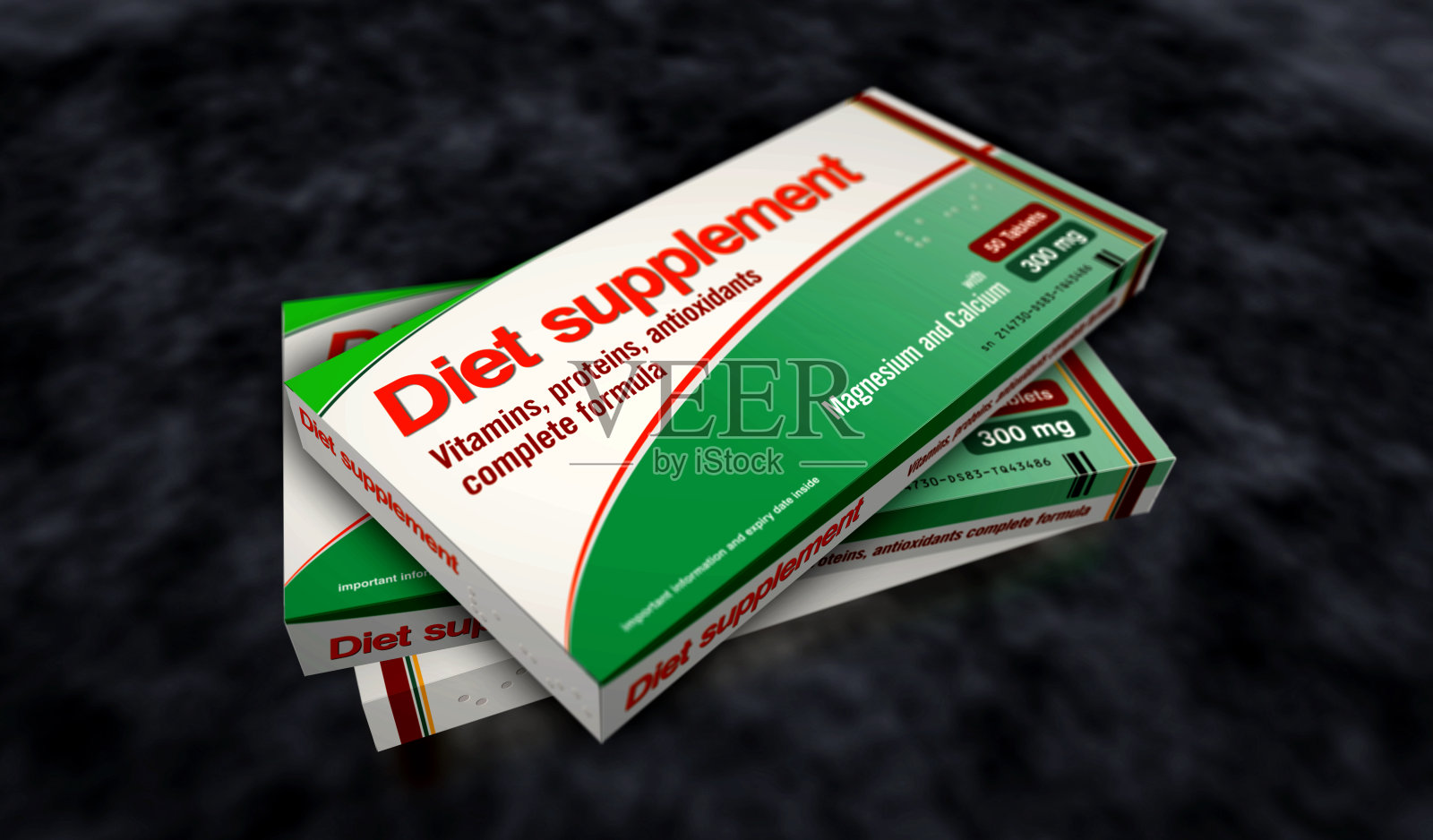 膳食补充剂片剂包装盒制作3d插图照片摄影图片