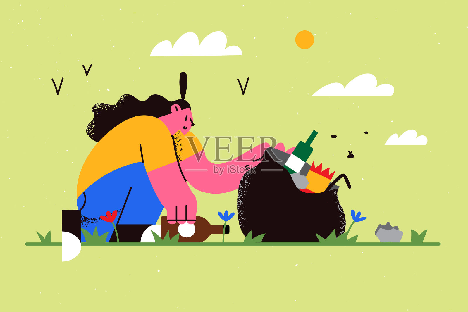 生态节约和生态可持续的生活方式插画图片素材