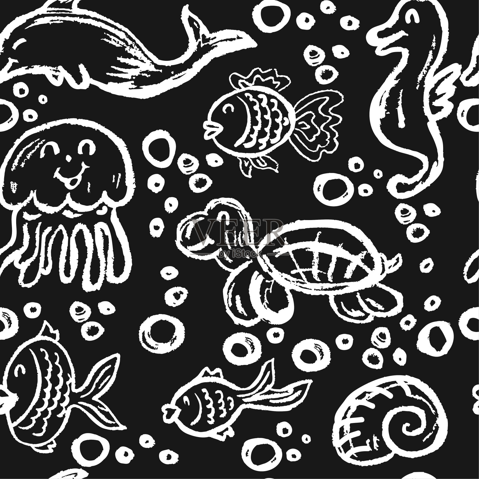 无缝的儿童绘画。彩色蜡蜡笔插画图片素材