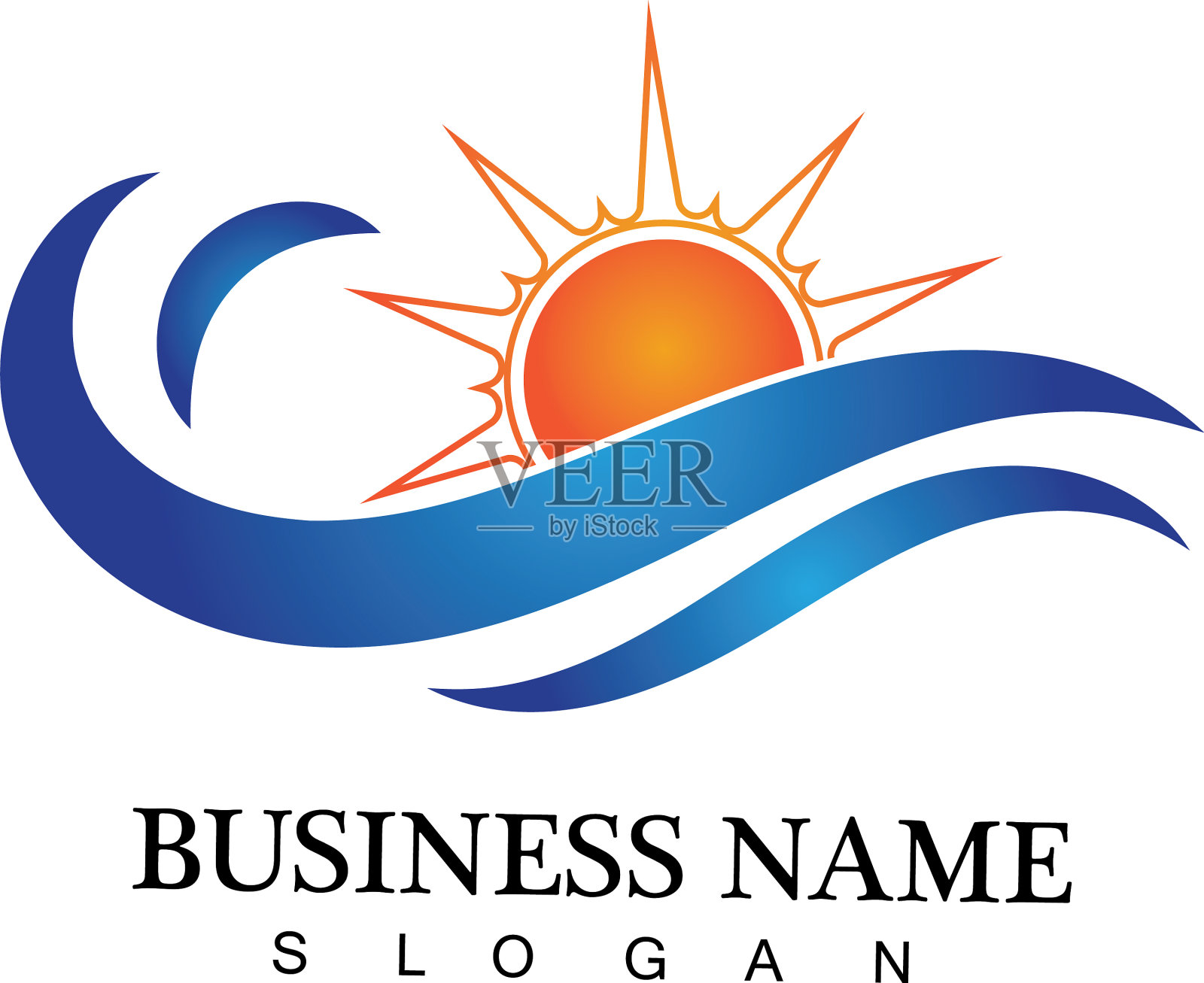 水波和太阳图标设计标志插画图片素材