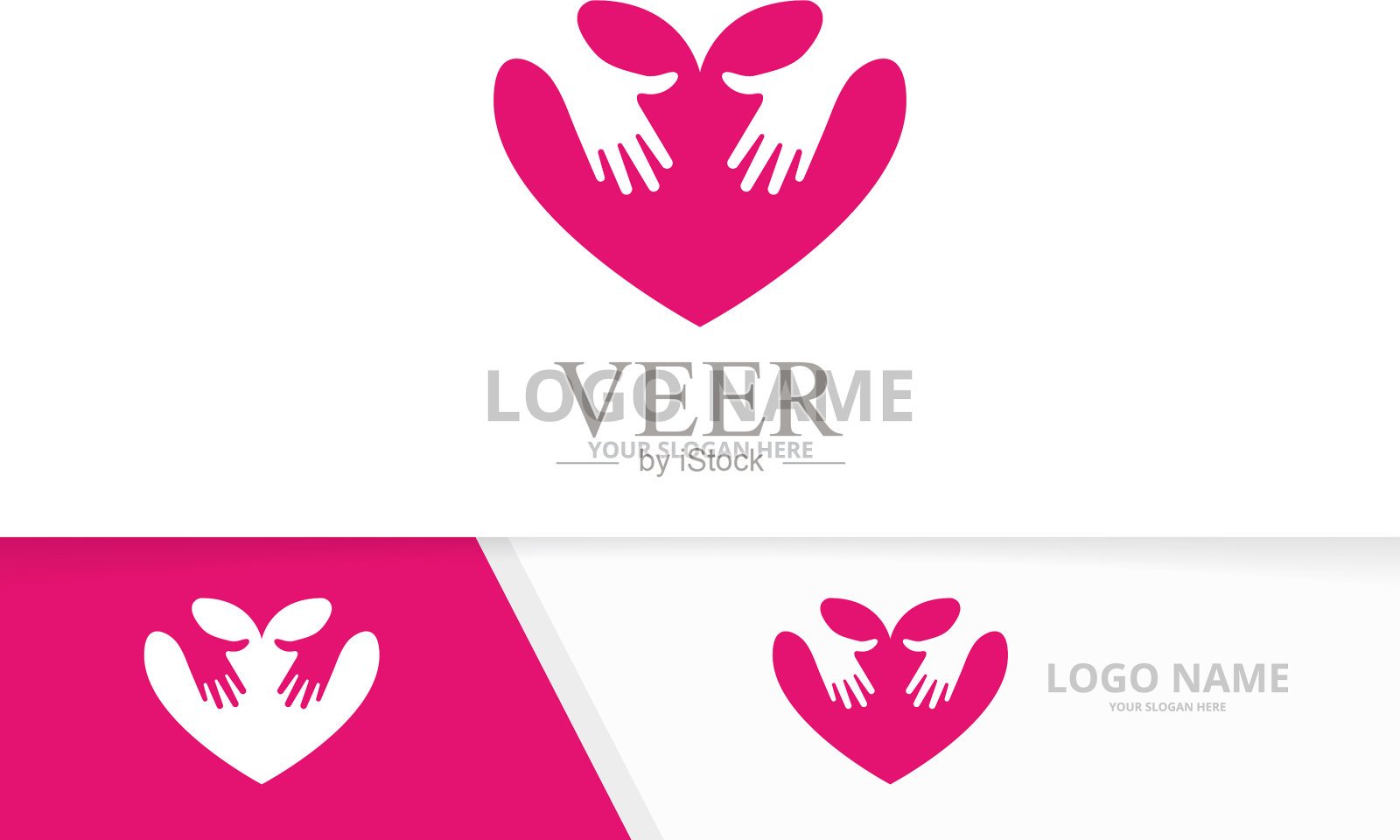 心与手的标志组合拥抱插画图片素材