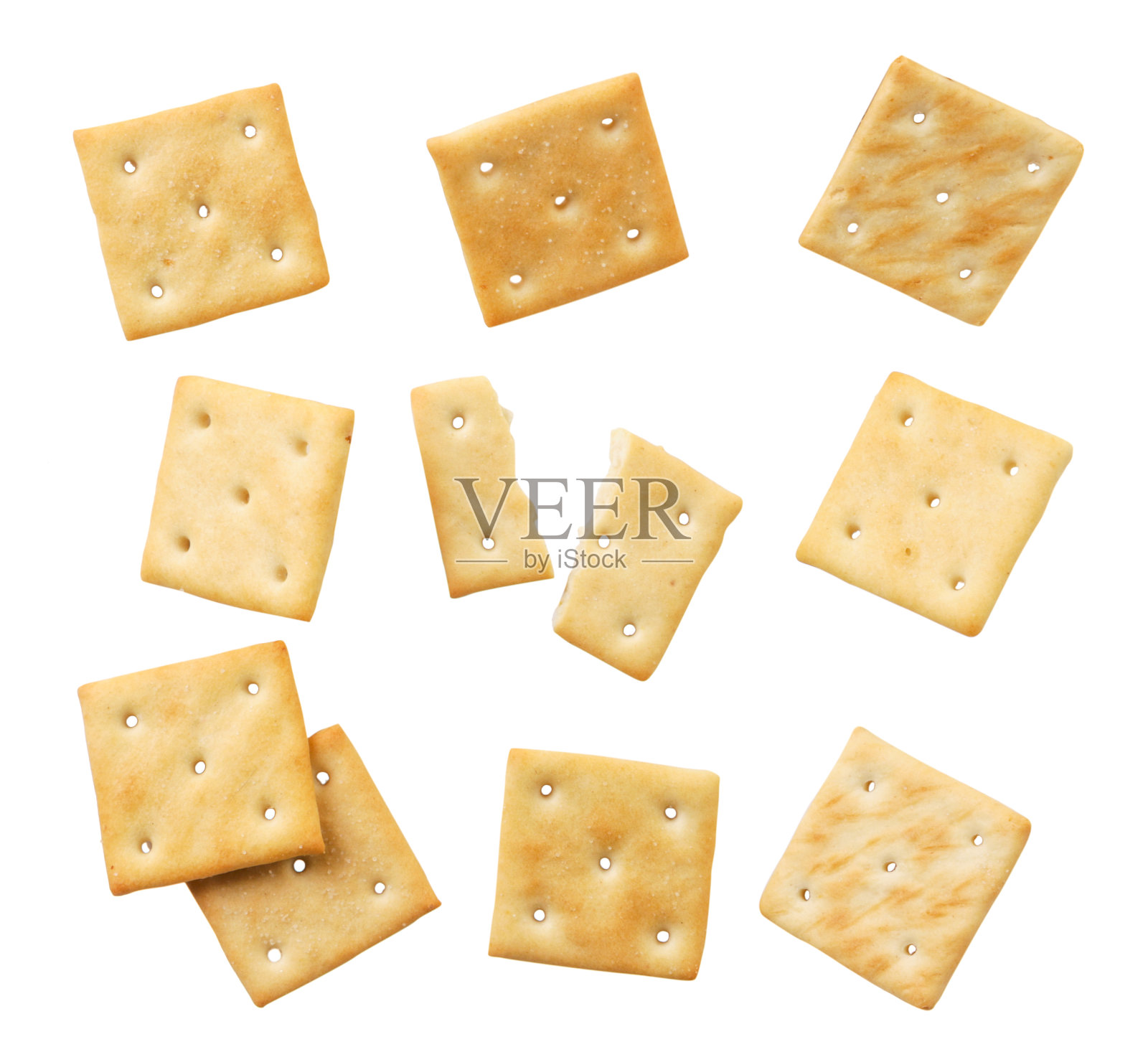 一套白色背景的饼干，切饼干。孤立的照片摄影图片