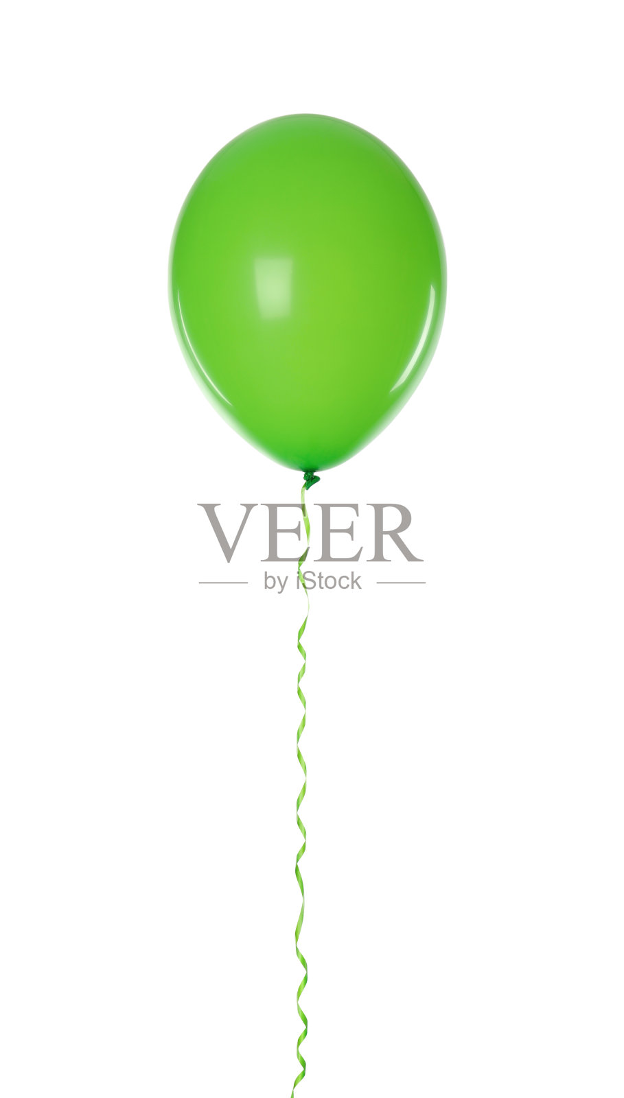 绿色气球与丝带孤立在白色照片摄影图片