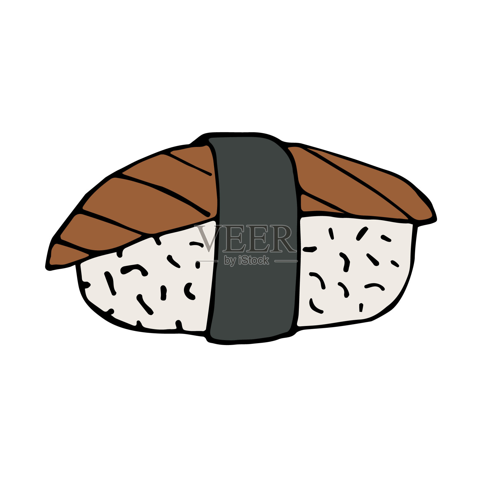 矢量手绘涂鸦素描彩色寿司卷插画图片素材