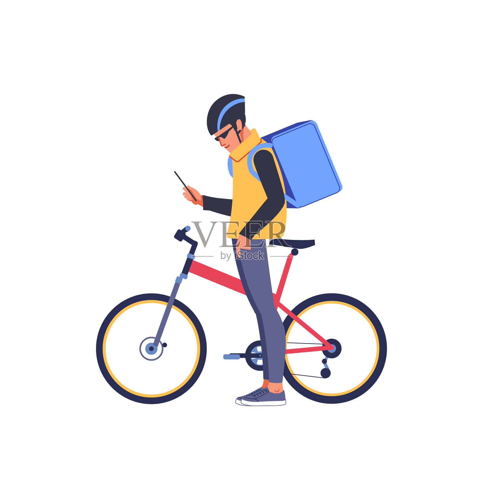 快递员用手机上的地图应用来设计元素图片