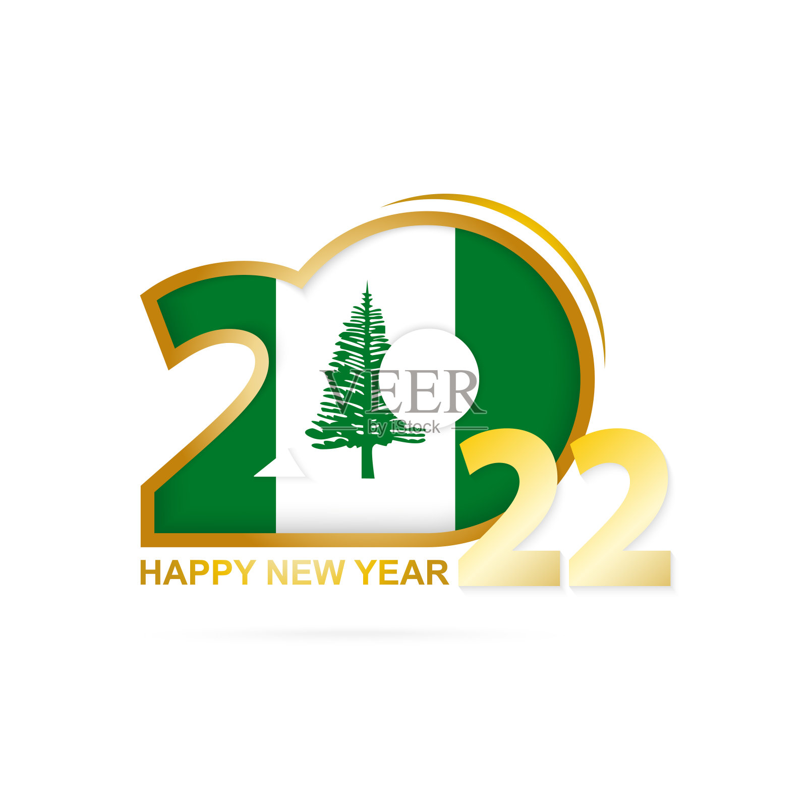 2022年，诺福克岛旗图案。新年快乐设计。插画图片素材