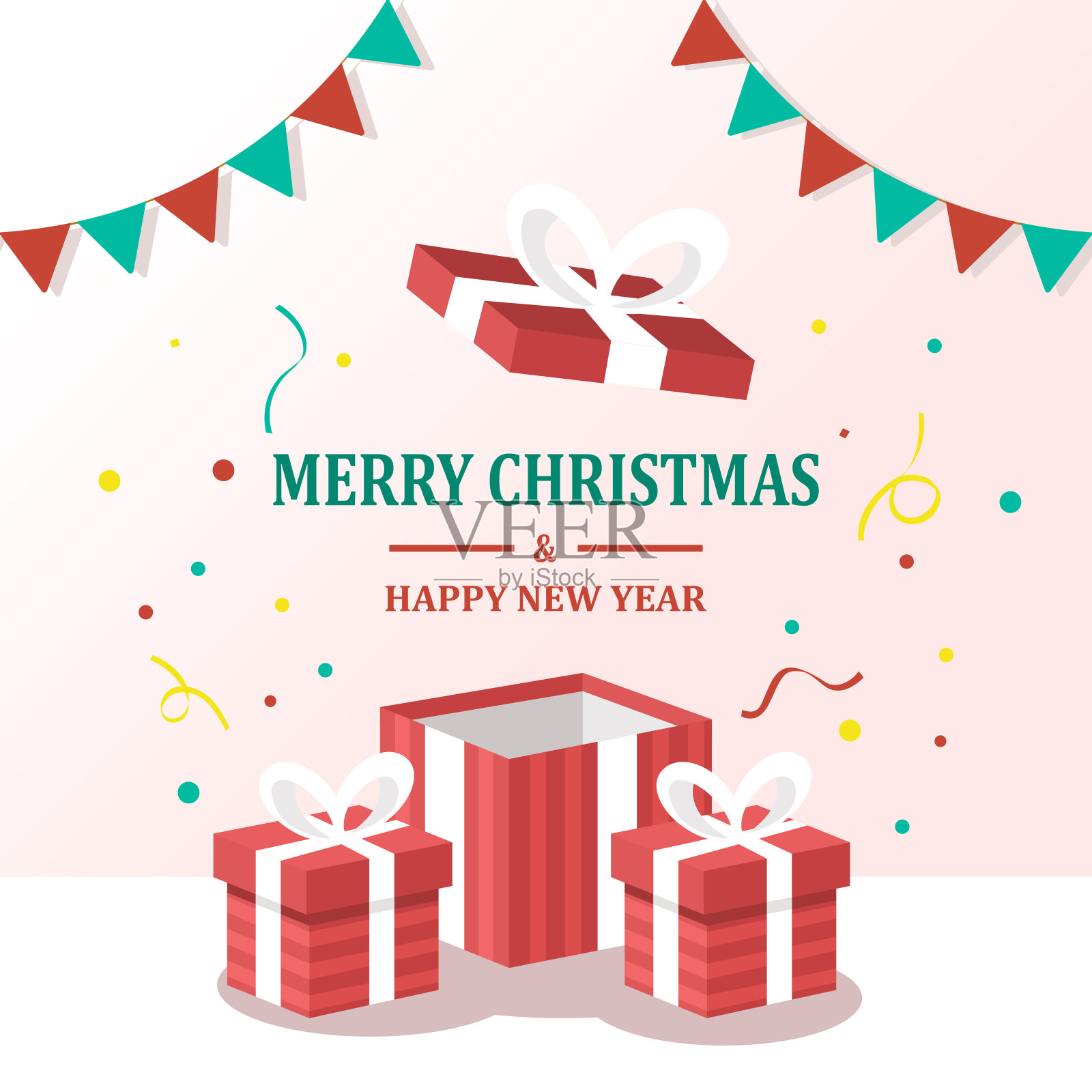 向量插图庆祝圣诞快乐和新年的概念。设计模板素材