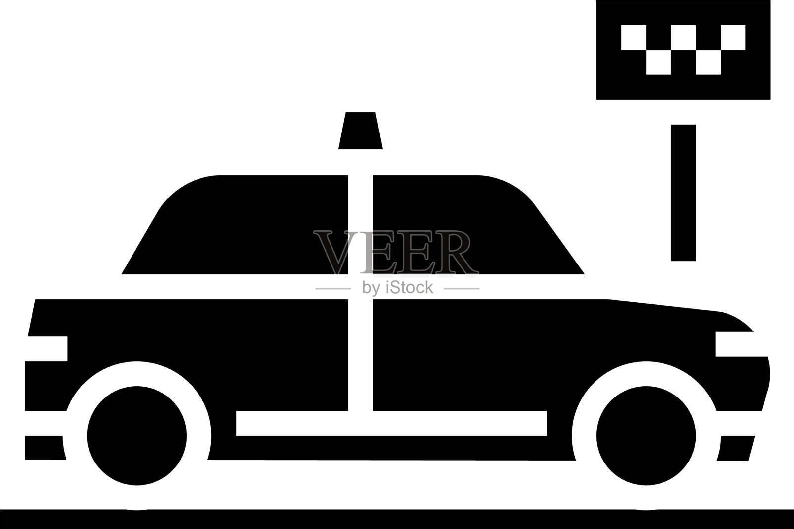 出租车车站汽车旅馆字形图标插画图片素材