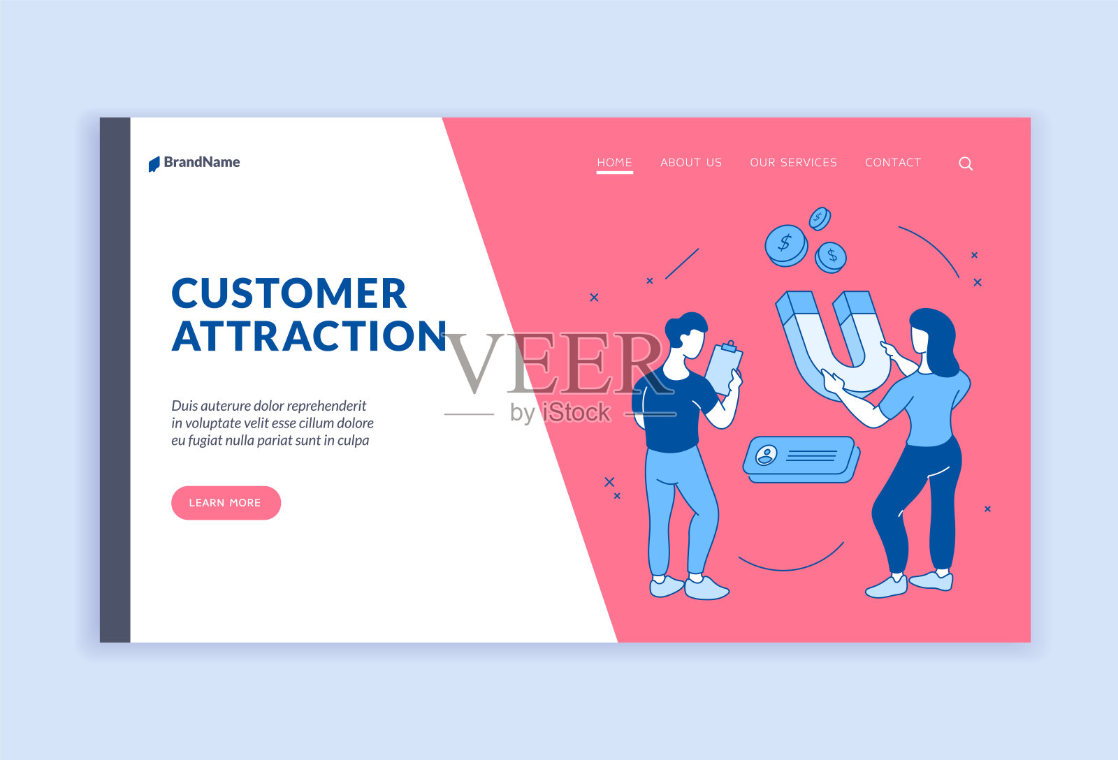 吸引新的在线客户。以用户咨询为网络策略的活动营销插画图片素材