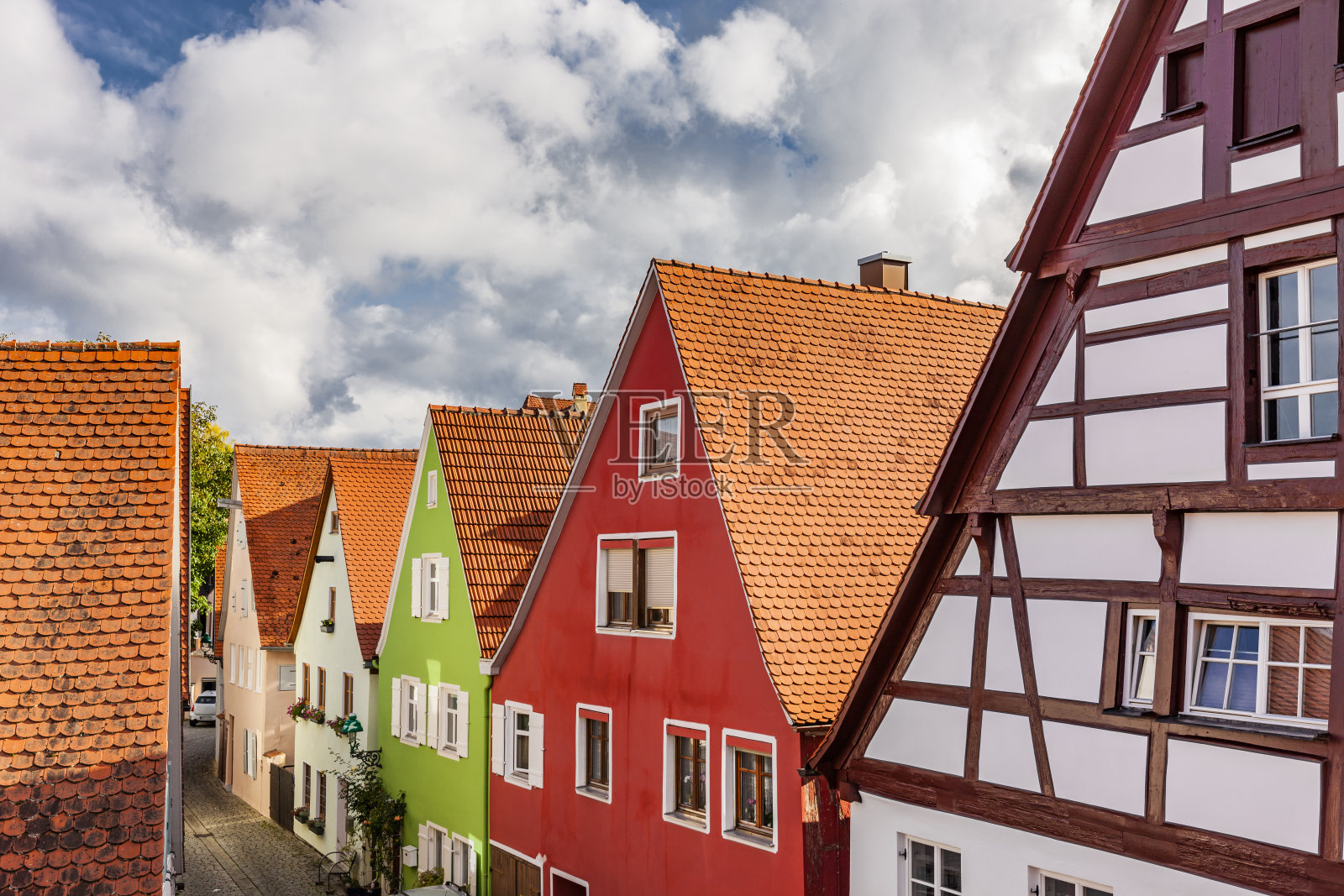 巴伐利亚老城区Nördlingen照片摄影图片