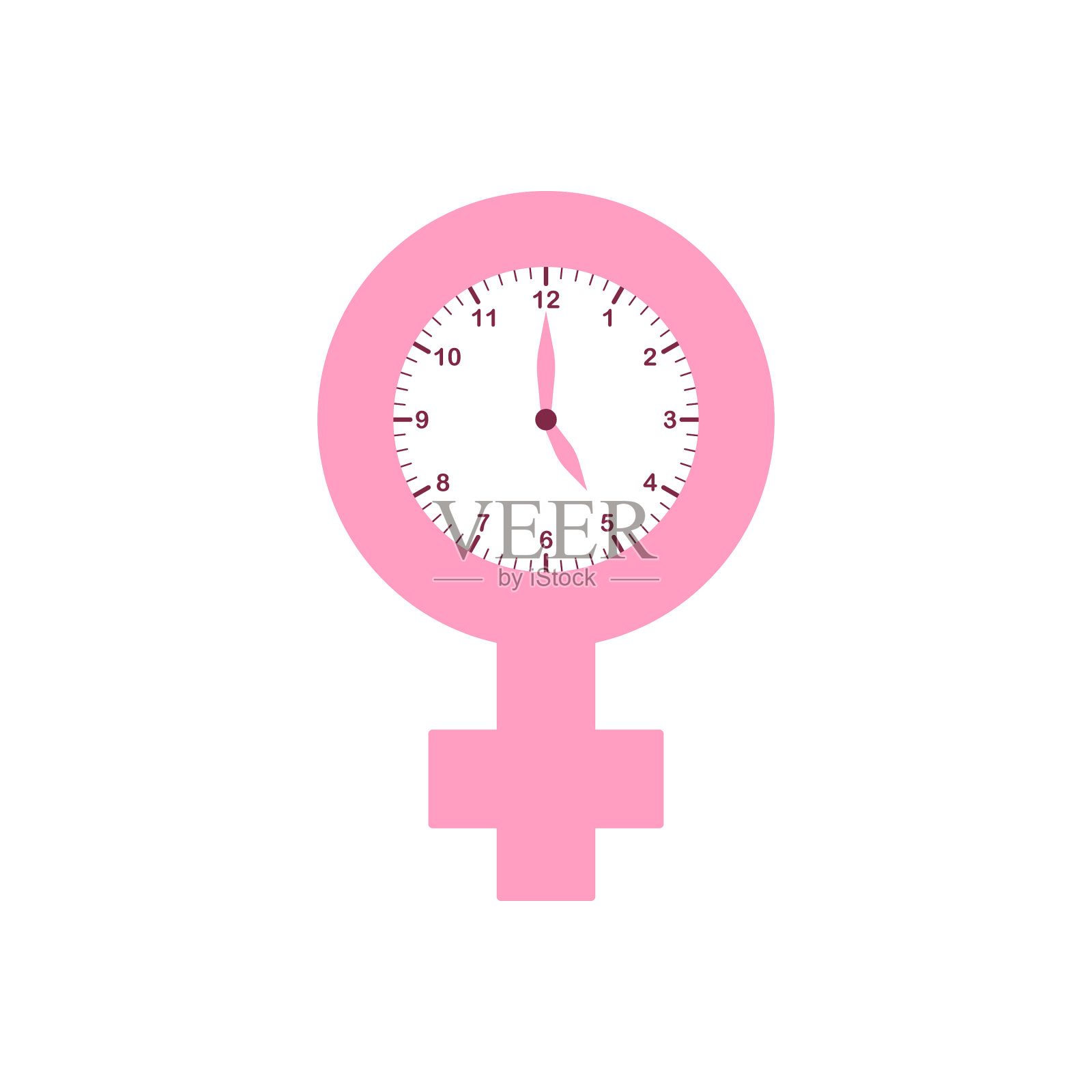 更年期粉红图标与时钟符号设计元素图片