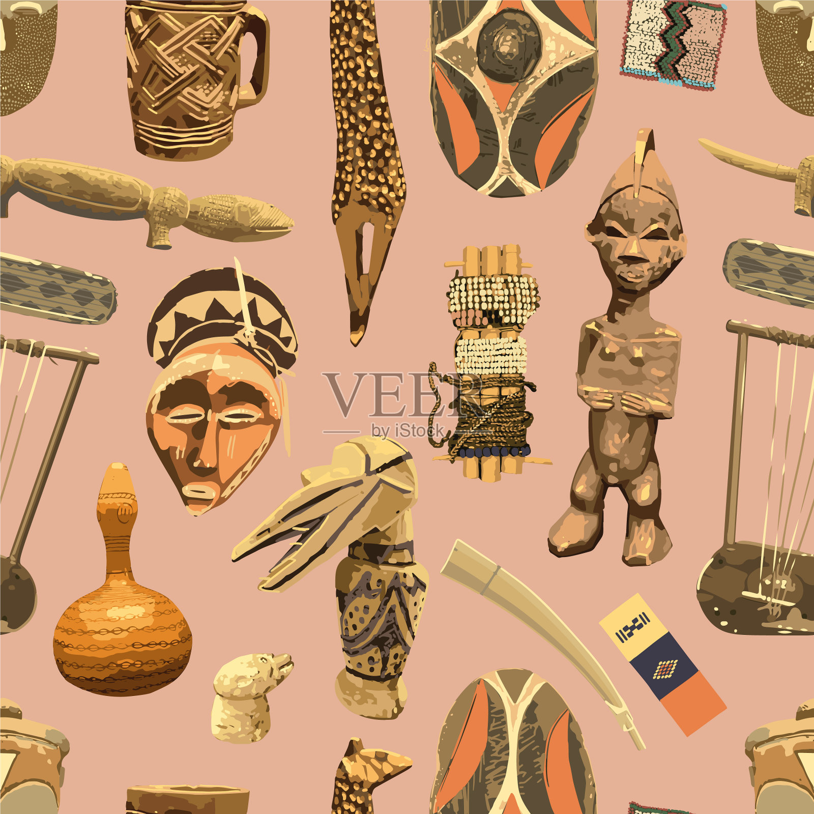 重复无缝图案传统非洲插画图片素材