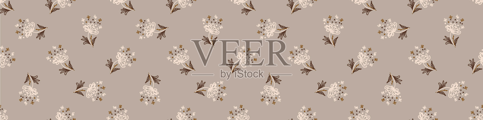 无缝极简涂鸦花卉边界模式插画图片素材