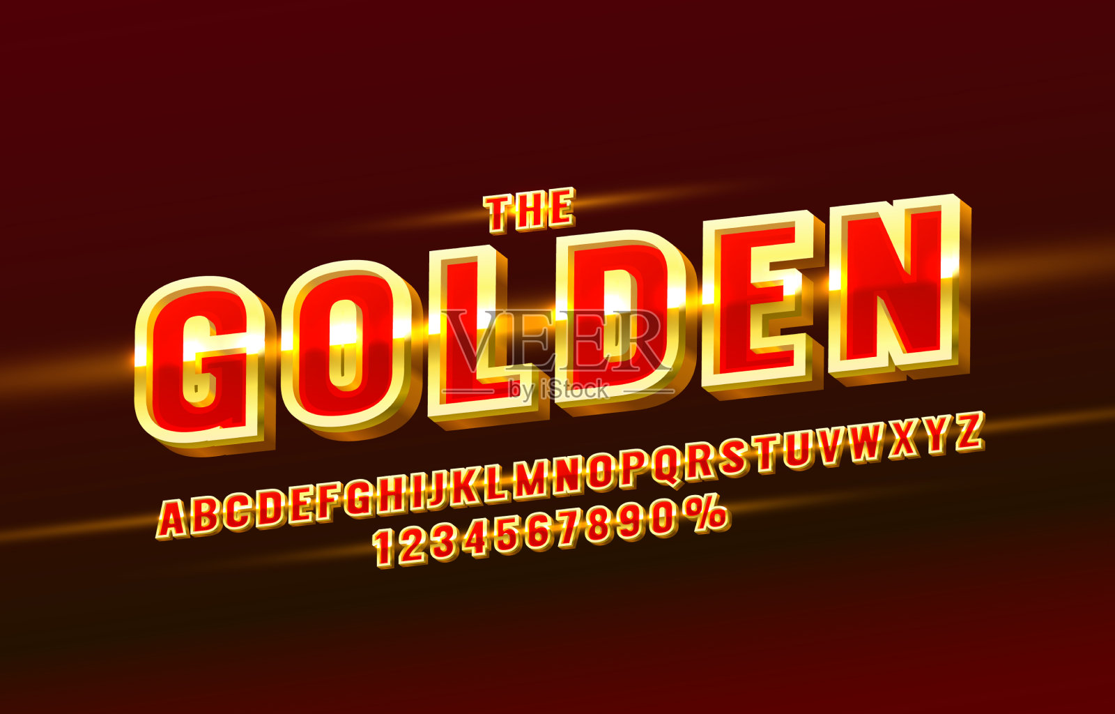 黄金字体集字母和数字插画图片素材