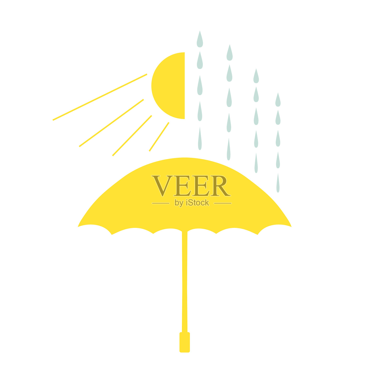 极简主义图标雨伞雨和太阳插画图片素材