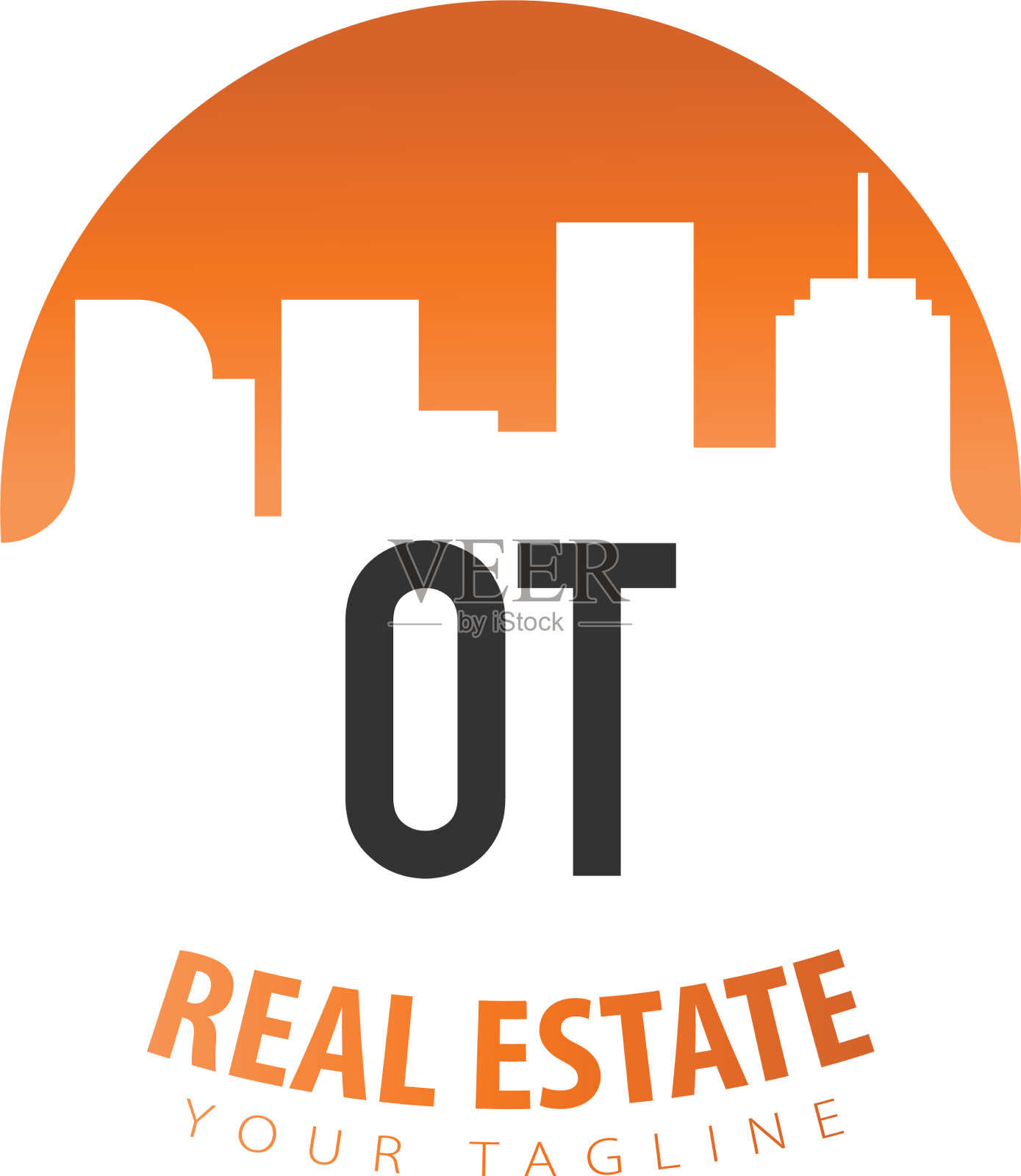 首字母ot房地产创意标志插画图片素材