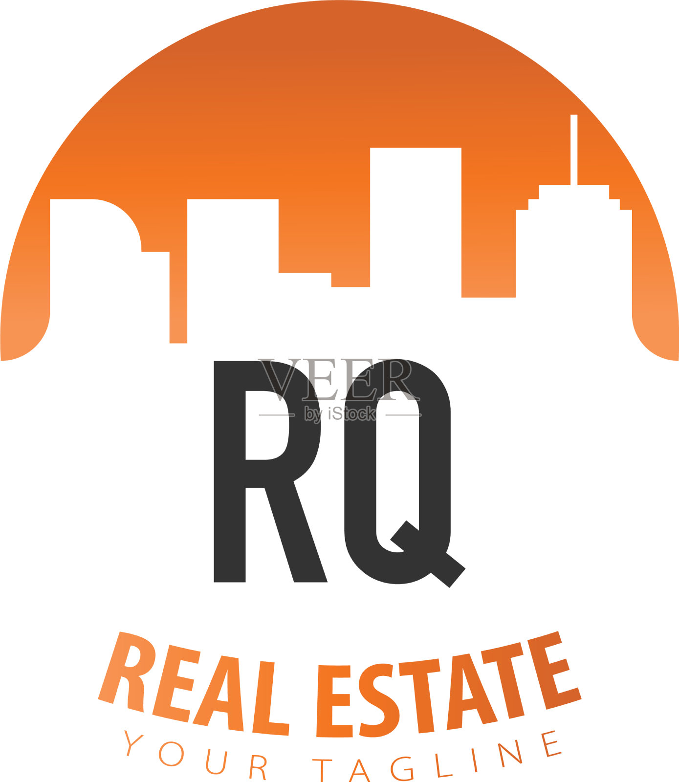 首字母rq房地产创意logo插画图片素材