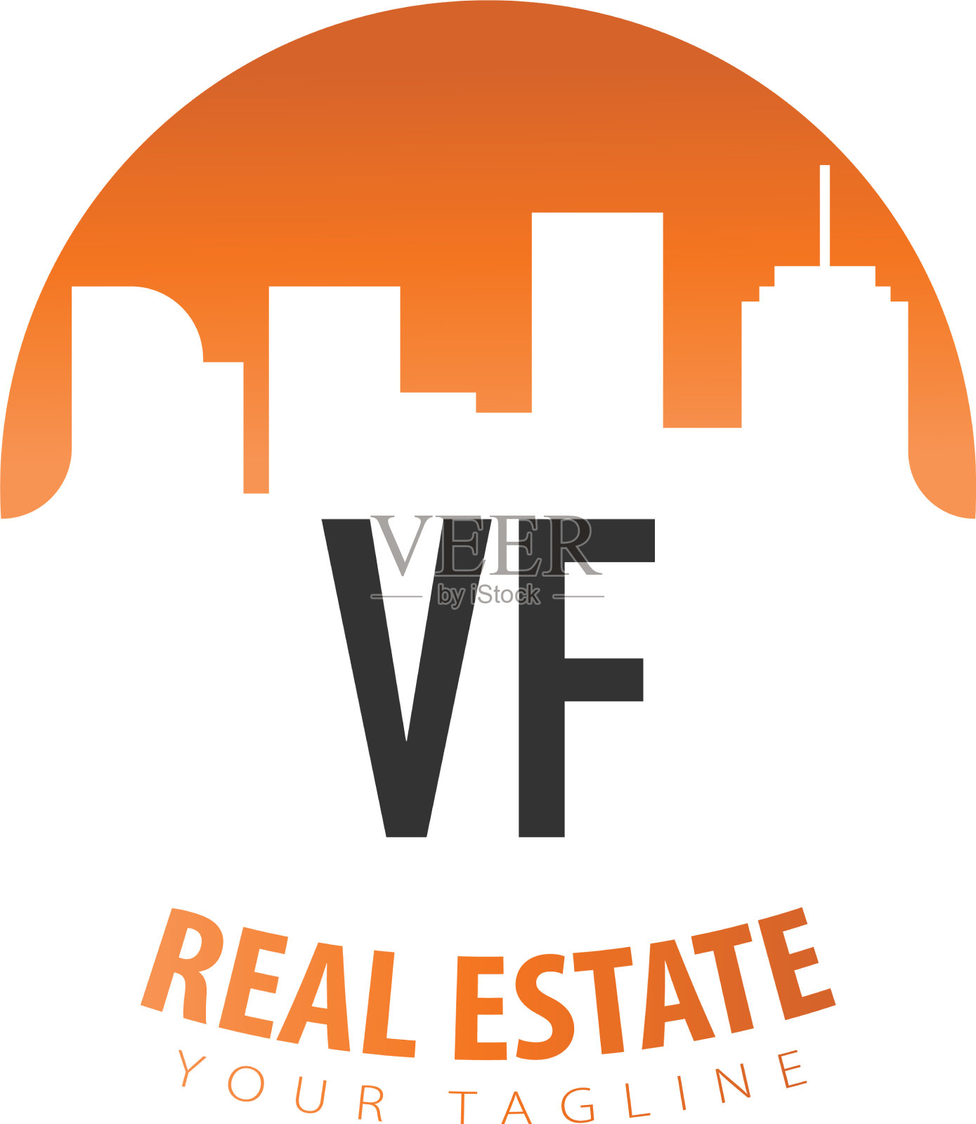 首字母vf房地产创意logo插画图片素材