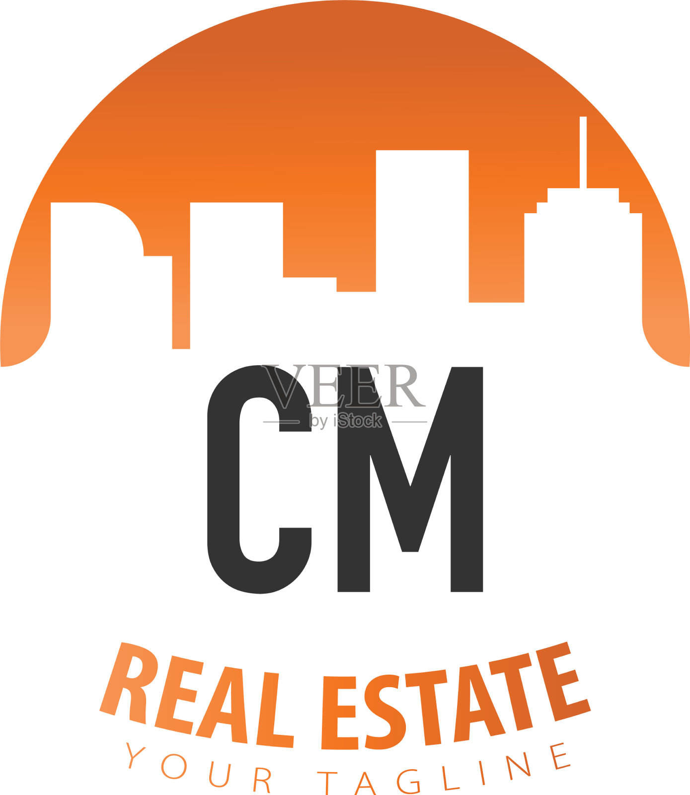 首字母cm地产创意logo插画图片素材