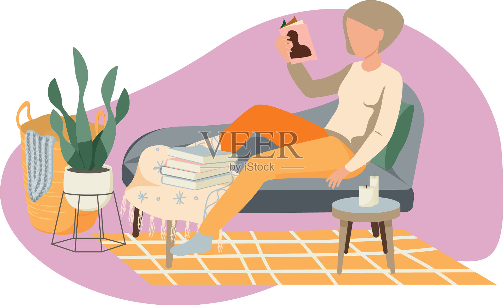 平坦的hygge生活方式构成设计元素图片