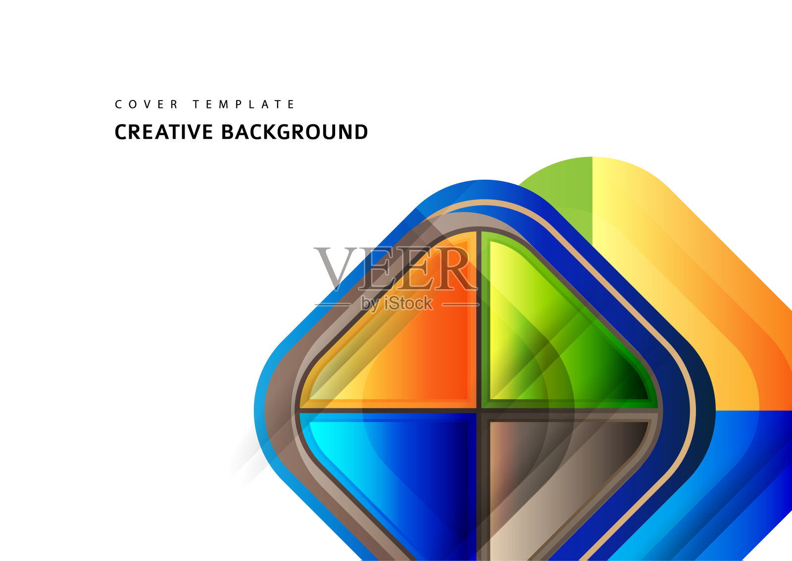 抽象几何背景与空间为您的文本。现代重叠圆形正方形。不同寻常的颜色形式为您的信息。业务或技术演示。向量插画图片素材