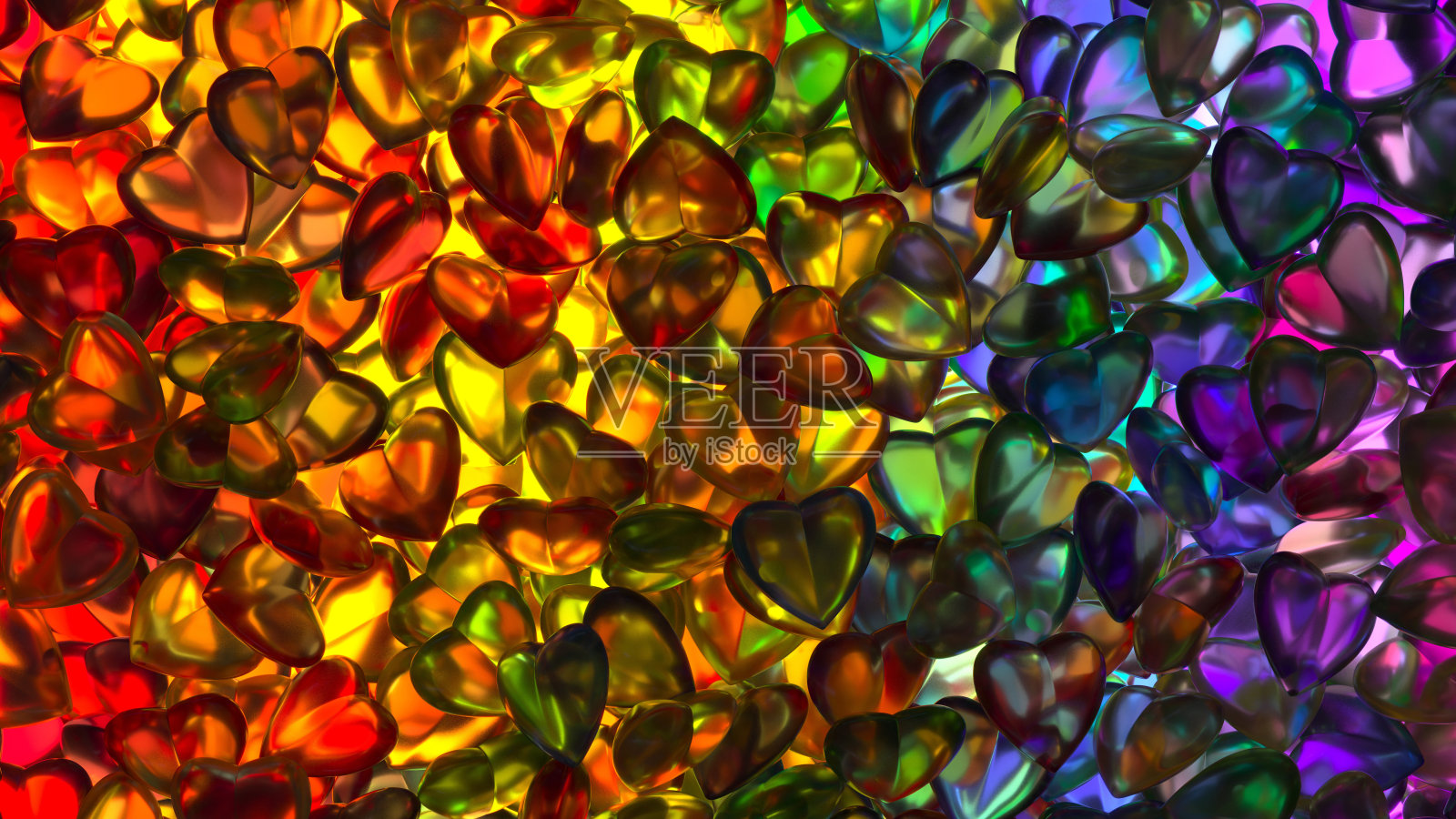 背光透明的心在多色背景照片摄影图片