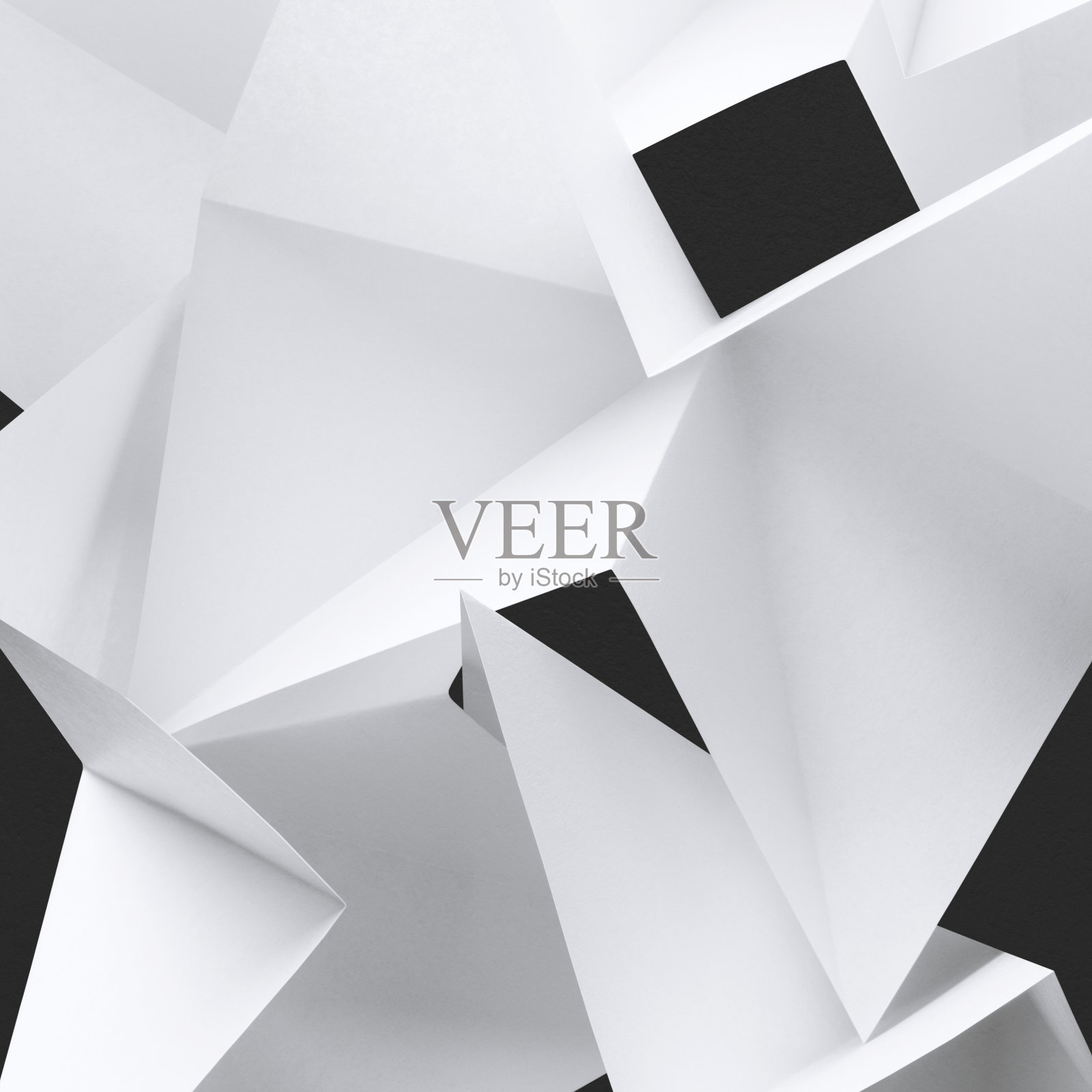 白色三角形抽象构图，孤立在黑色上照片摄影图片