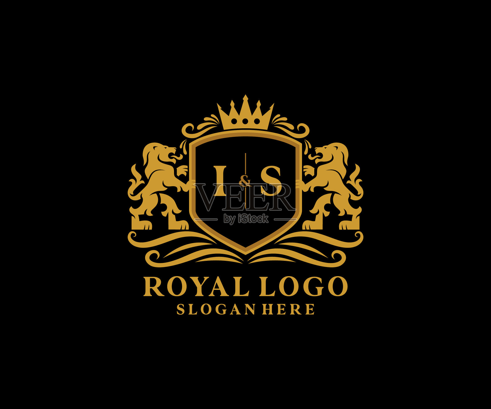 首字母是字母狮子皇家豪华标志模板插画图片素材