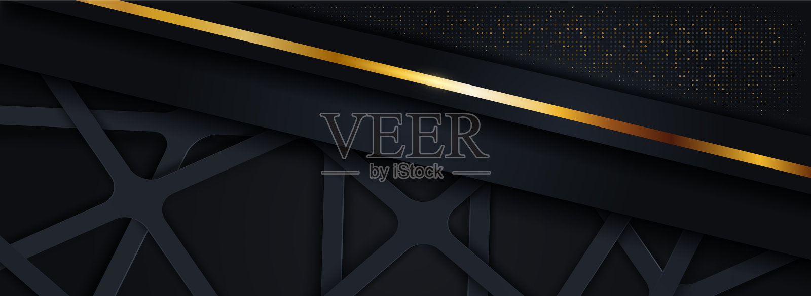 抽象的黑色背景与几何形状和插画图片素材