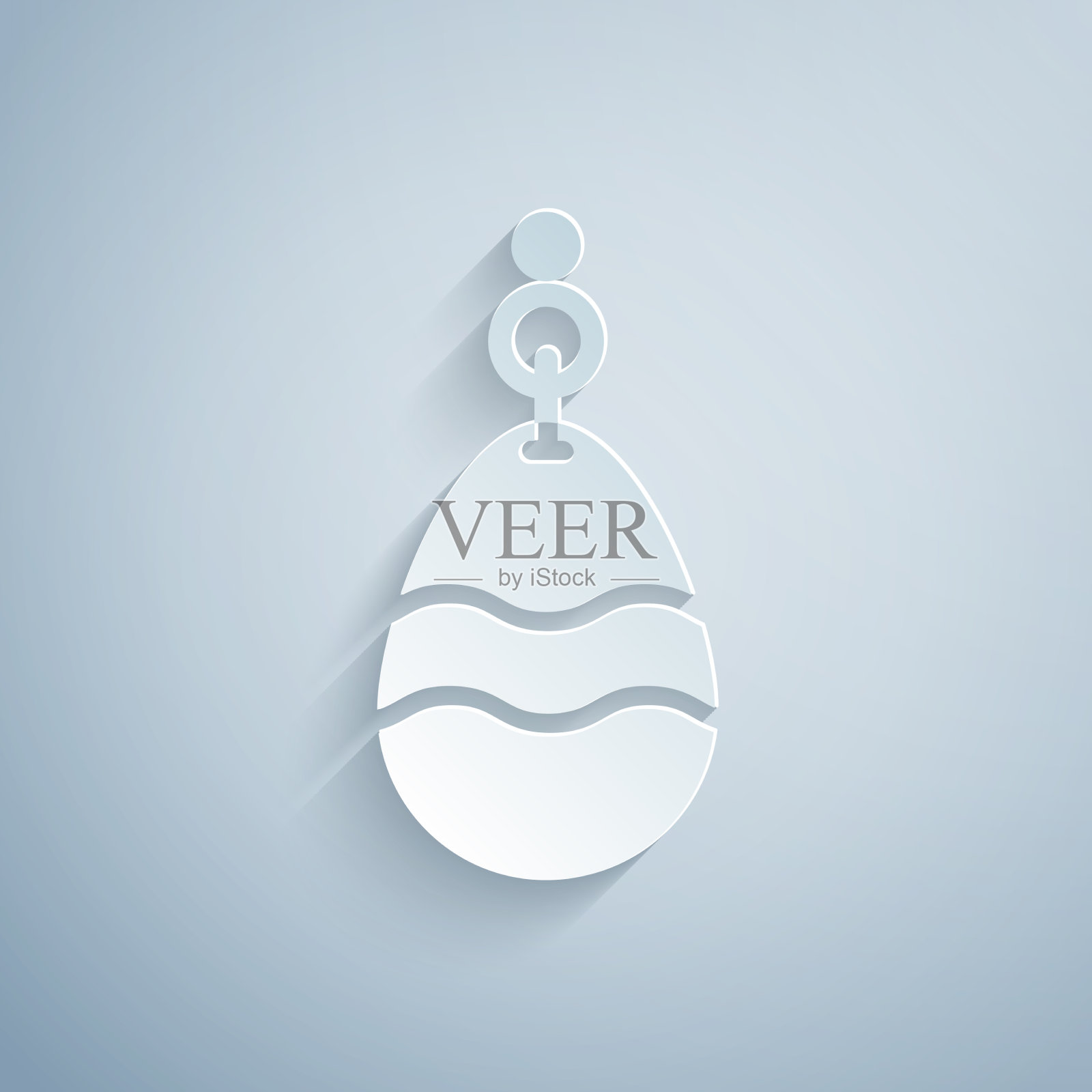 剪纸钓鱼勺子图标孤立在灰色插画图片素材