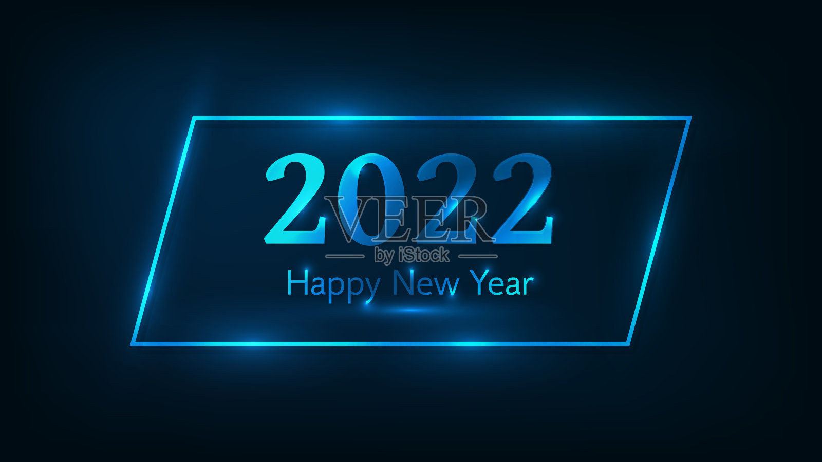 2022年新年快乐霓虹灯背景插画图片素材