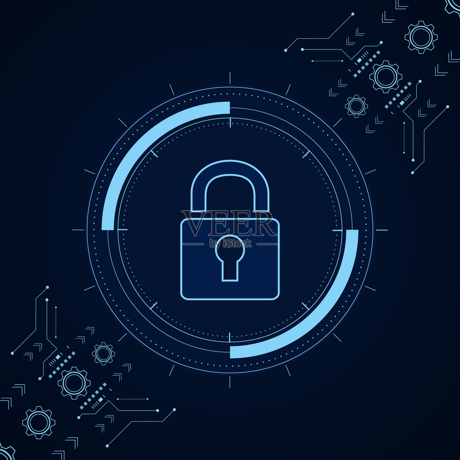 网络安全技术概念，锁眼盾牌图标，个人数据，插画图片素材