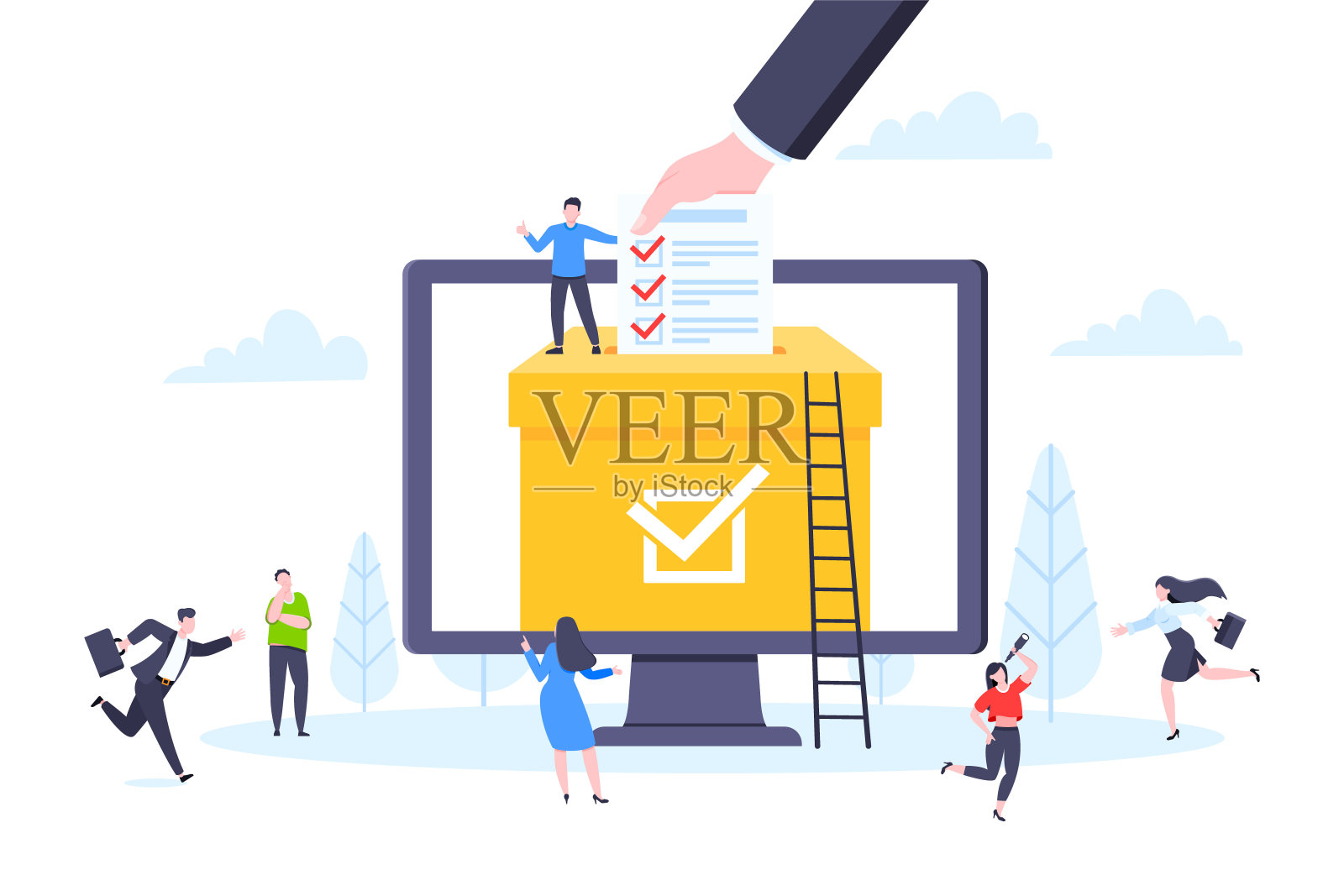 在线投票概念平面风格设计矢量插图。插画图片素材