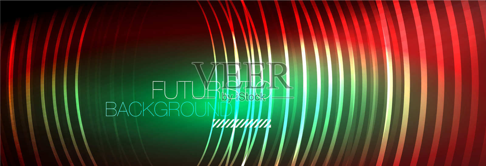 暗抽象背景与发光的霓虹灯圈插画图片素材