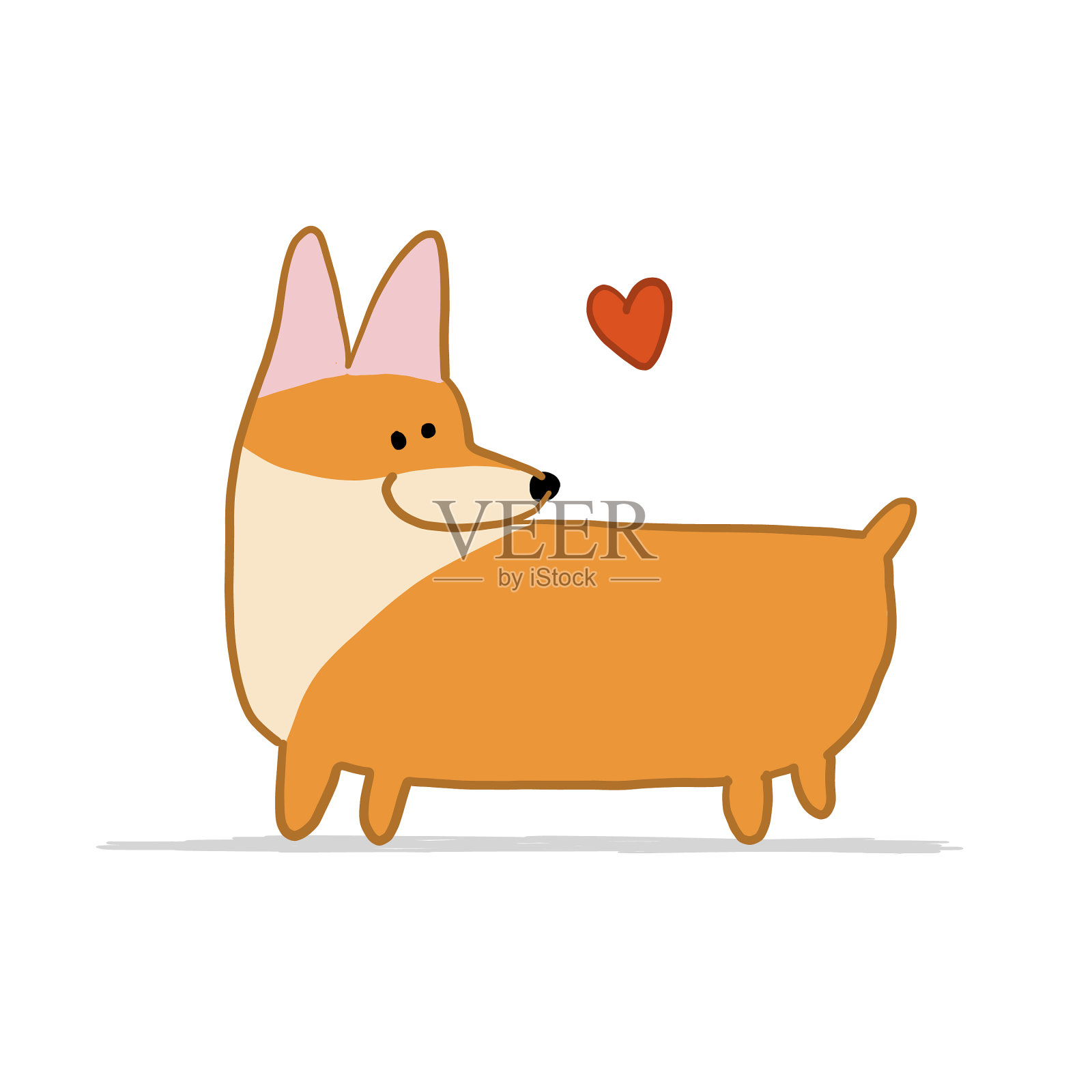 柯基狗滑稽的小狗草图为您的设计设计元素图片