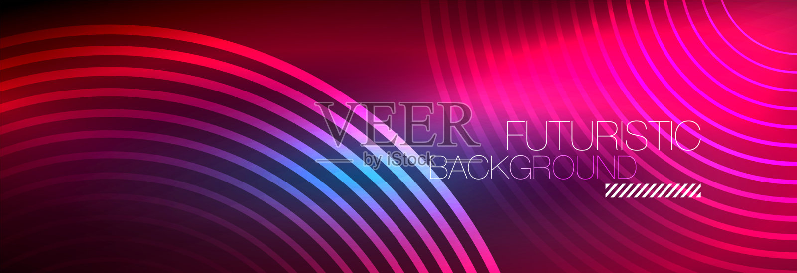 暗抽象背景与发光的霓虹灯圈插画图片素材