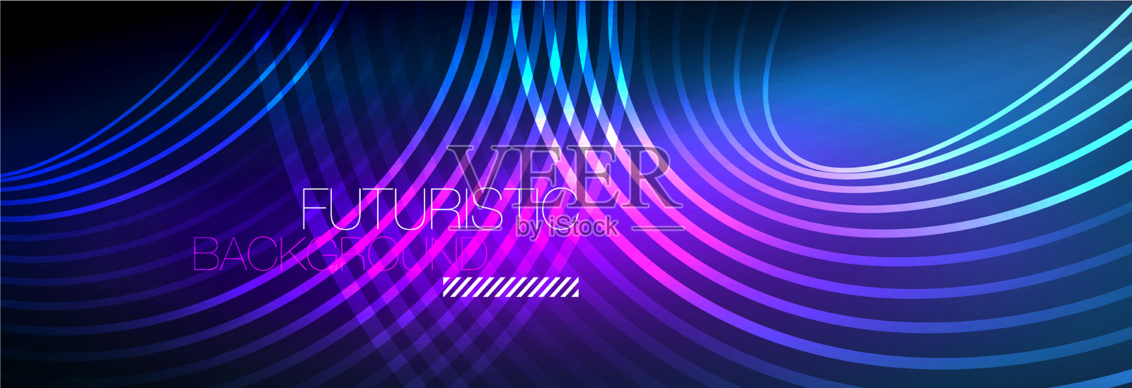 暗抽象背景与发光的霓虹灯圈插画图片素材