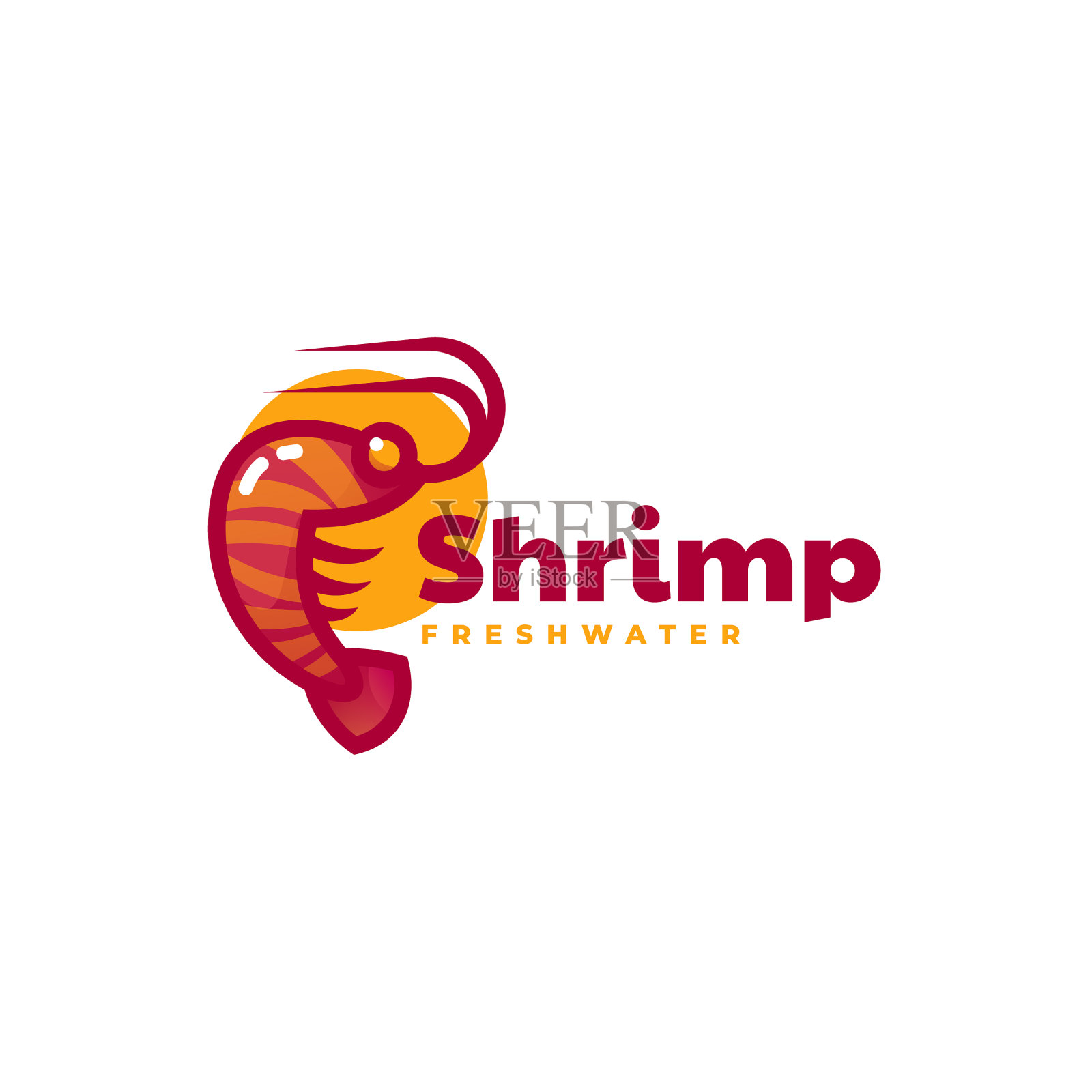标志虾简单的吉祥物风格设计元素图片