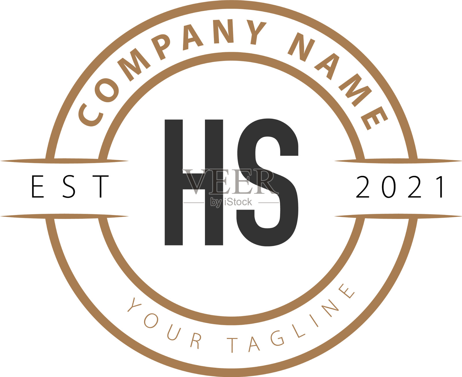 首字母hs复古标志设计模板插画图片素材