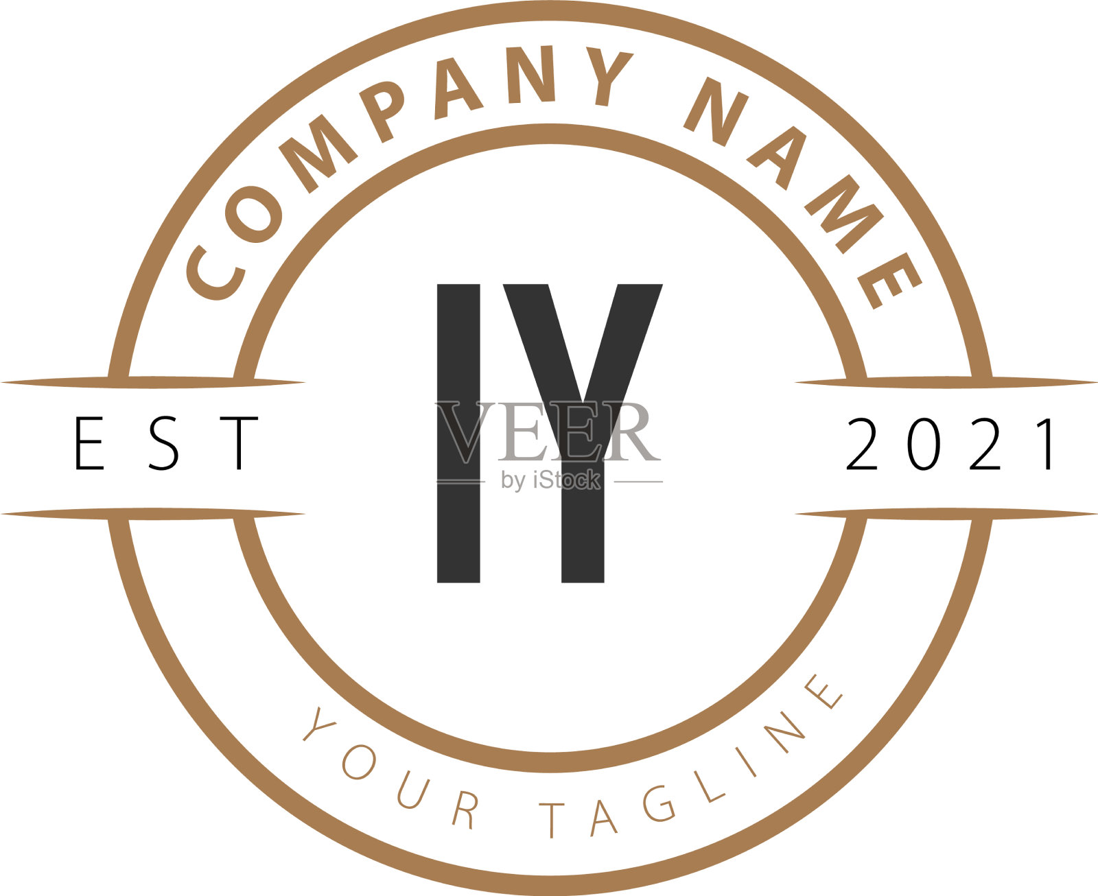 首字母iy复古标志设计模板插画图片素材