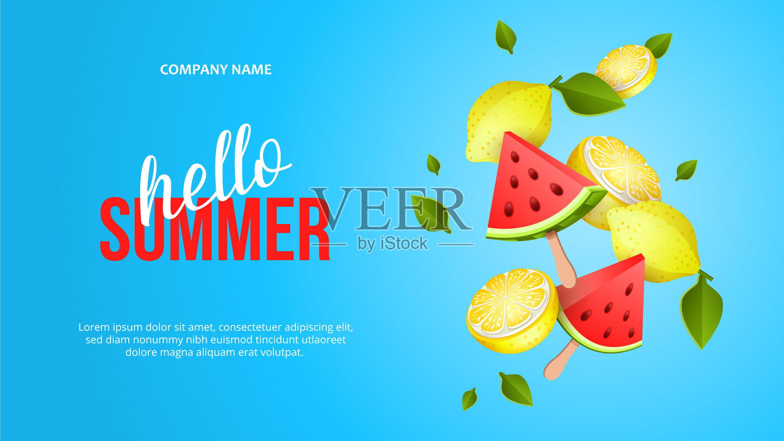 夏天明亮的旗帜插画图片素材