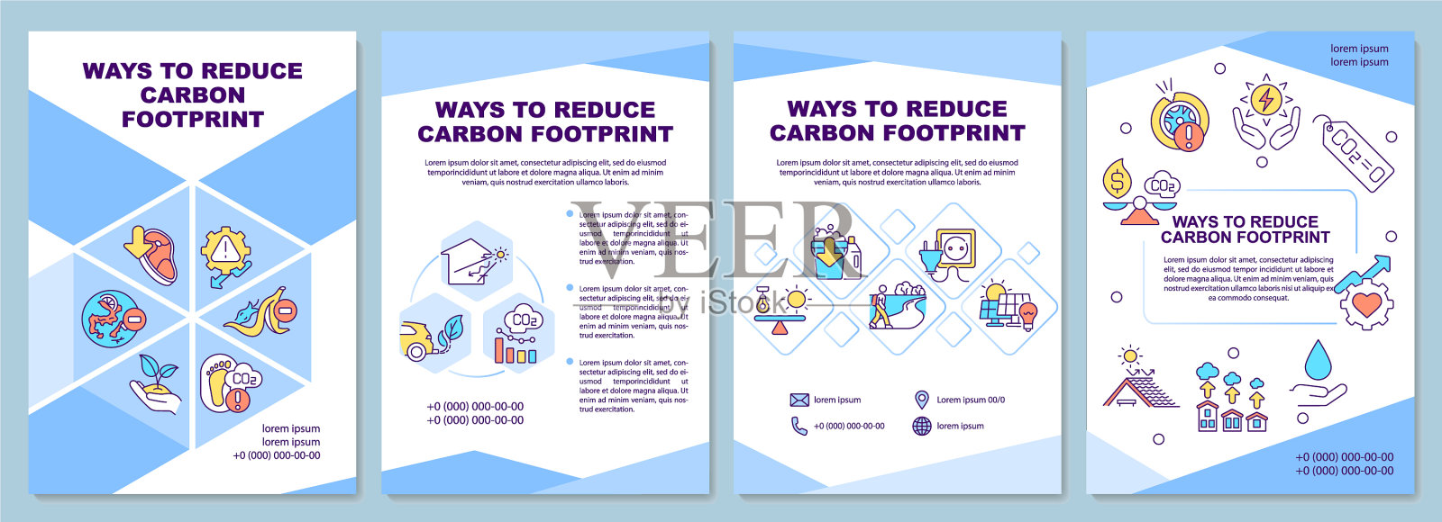 碳足迹减少方法手册模板插画图片素材