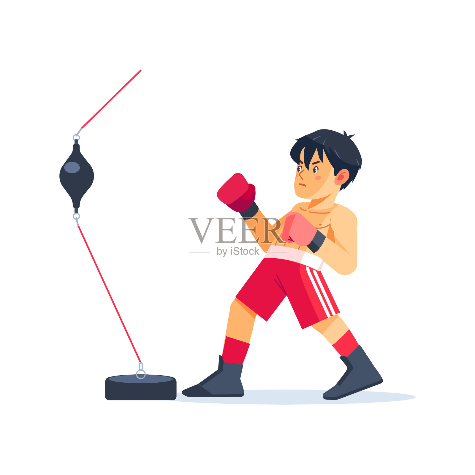 年轻的拳击手正在进行双头训练设计元素图片