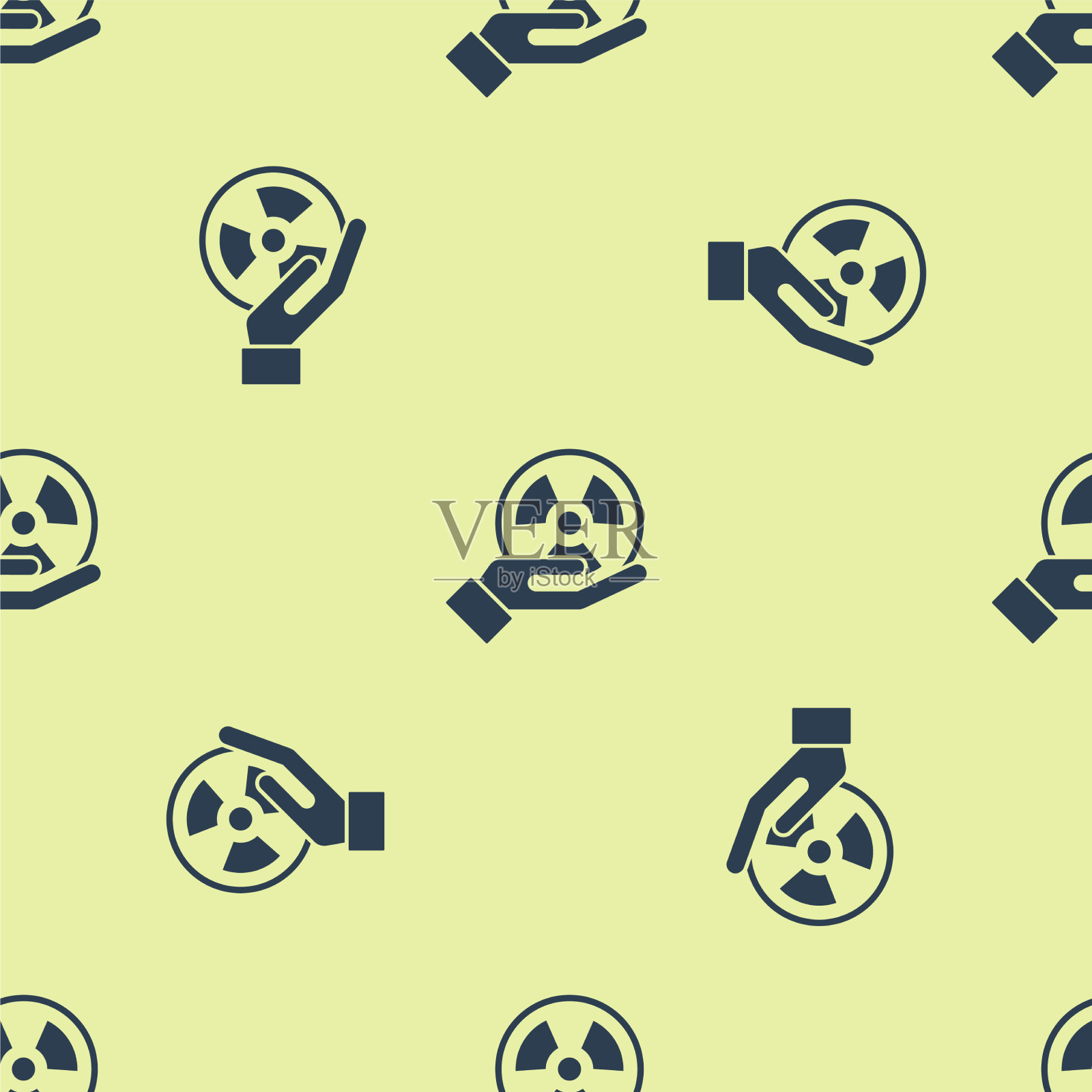 手上拿着蓝色放射性图标，隔离无缝插画图片素材