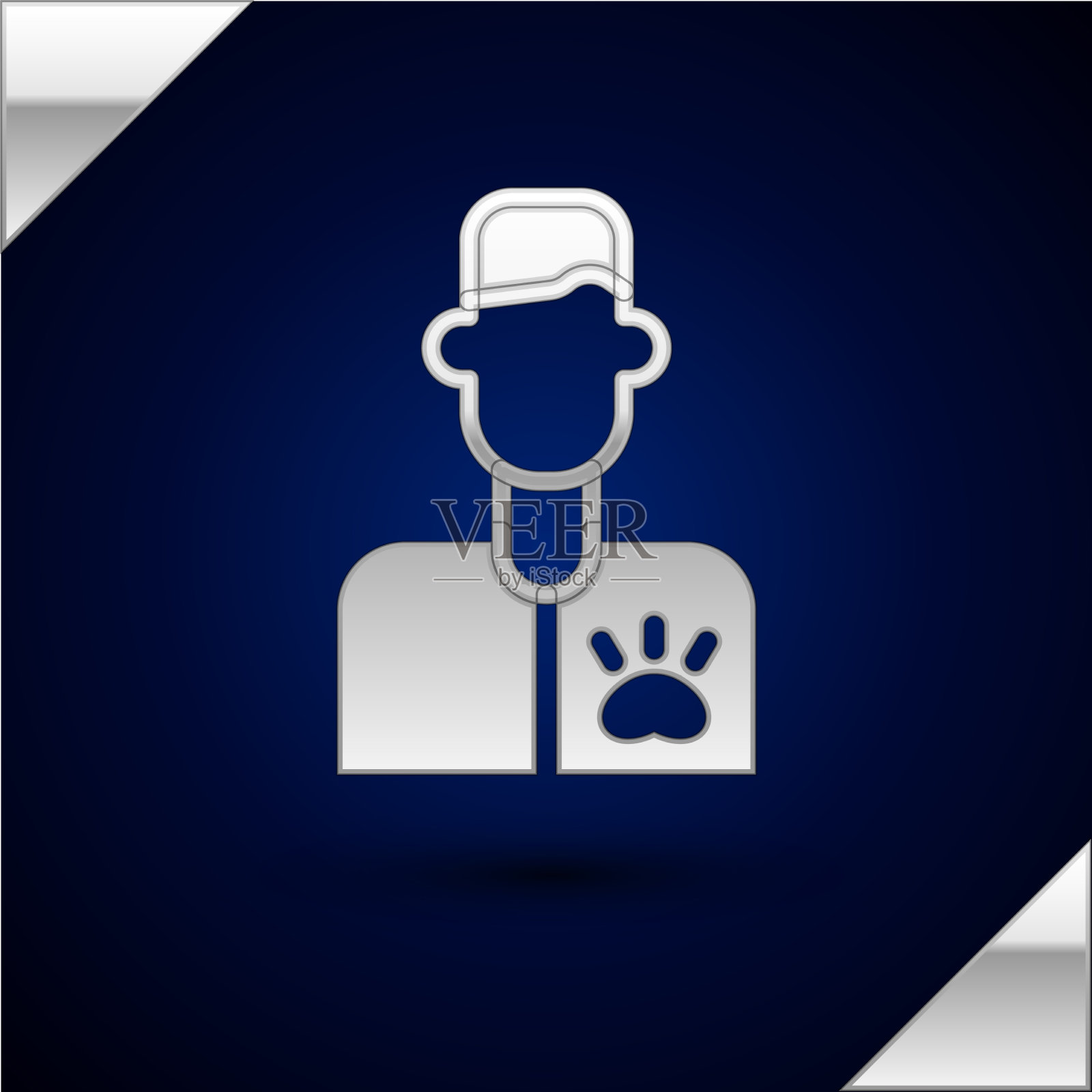 银兽医医生图标孤立在黑暗插画图片素材