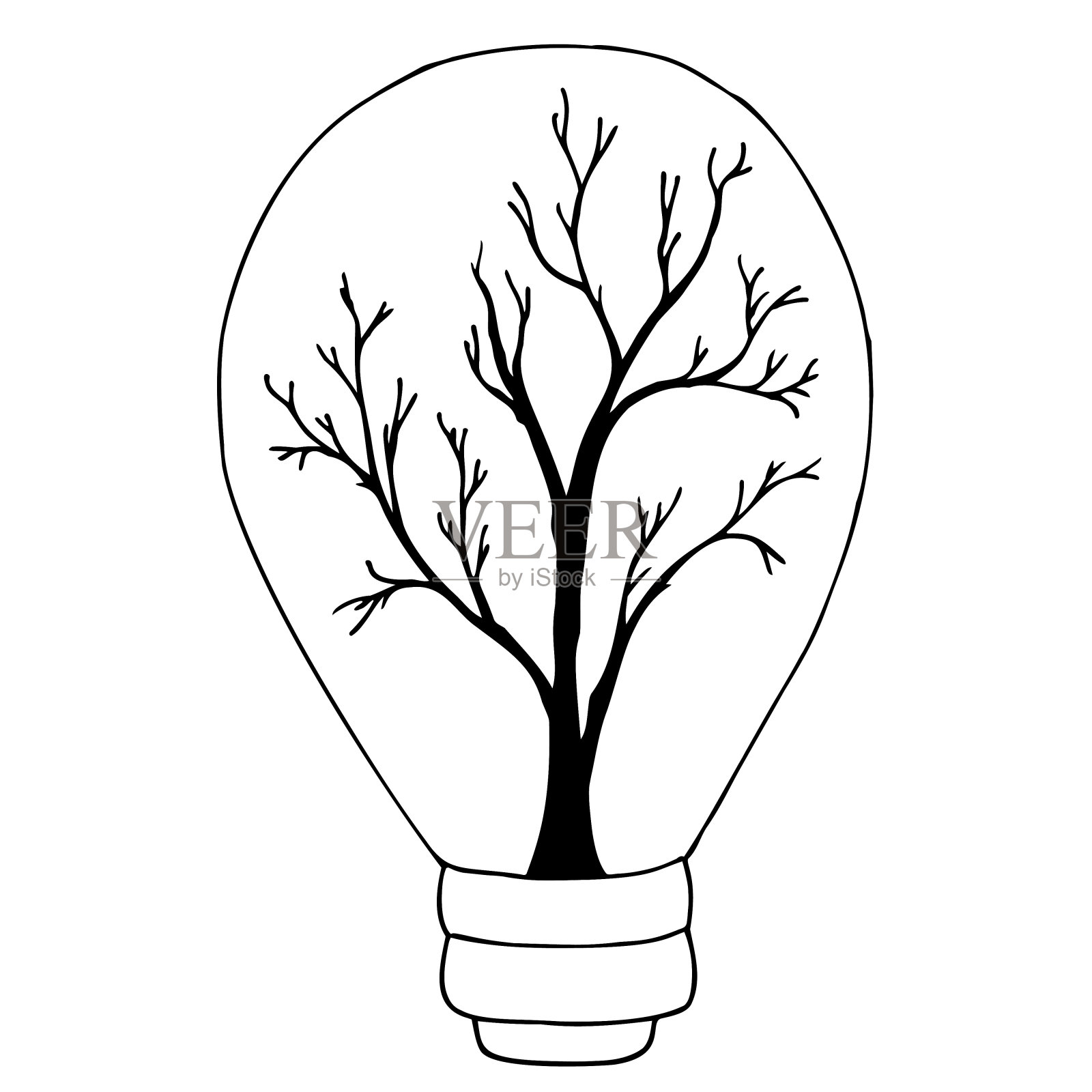 生态概念:灯泡里面有树。矢量插图。插画图片素材