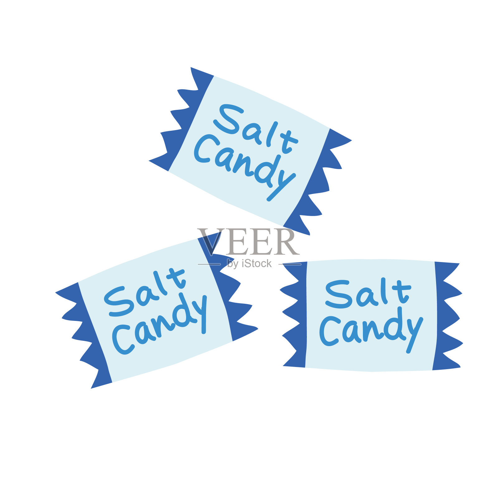 矢量插图的三个盐装满糖果吃补充盐。设计元素图片